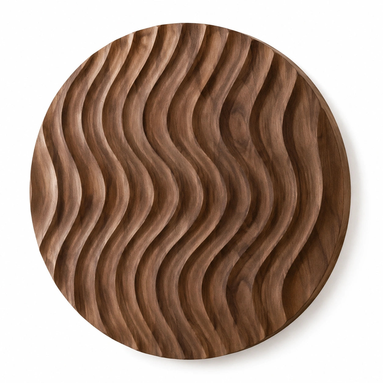 Panel decorativo de pared redondo 60 cm de madera marrón tallado ondulado