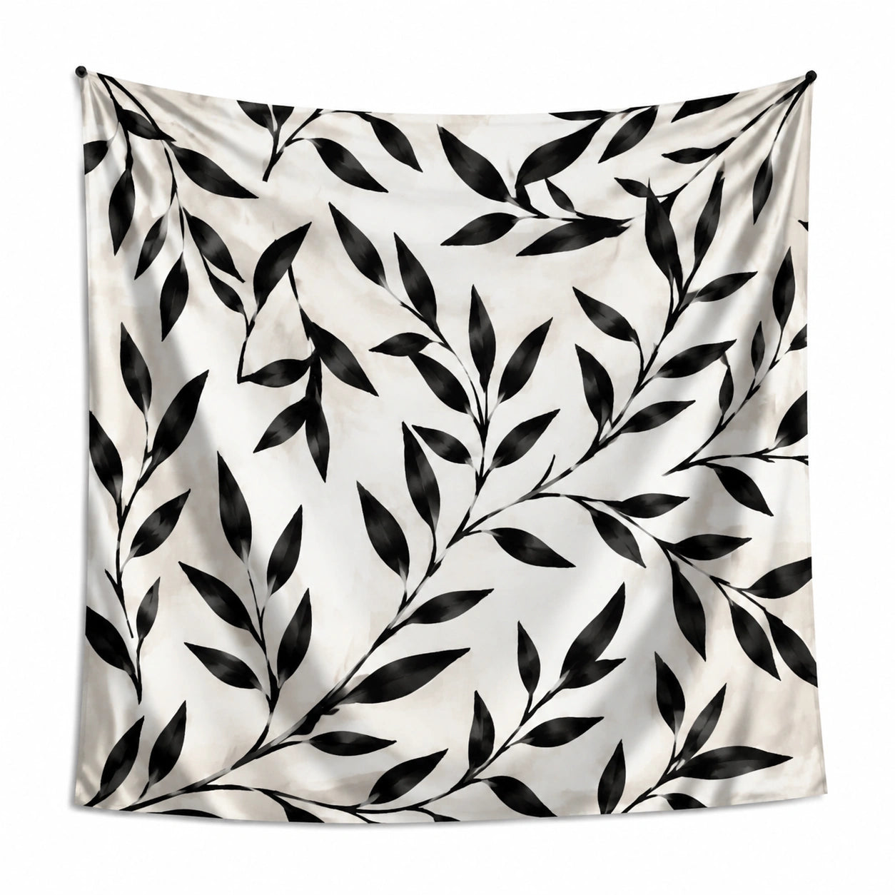 Tapiz de pared 150 x 130 cm tejido estampado blanco y negro botánico decorativo
