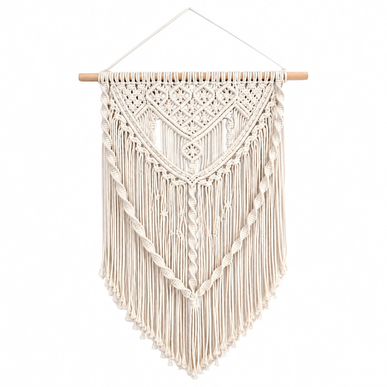 Tapiz de pared 50 x 100 cm de algodón beige con flecos estilo bohemio